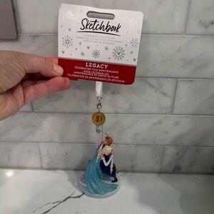 Disney 10th Frozen Legacy Anna Elsa Sketchbook Christmas Tree Ornament New w Tag
